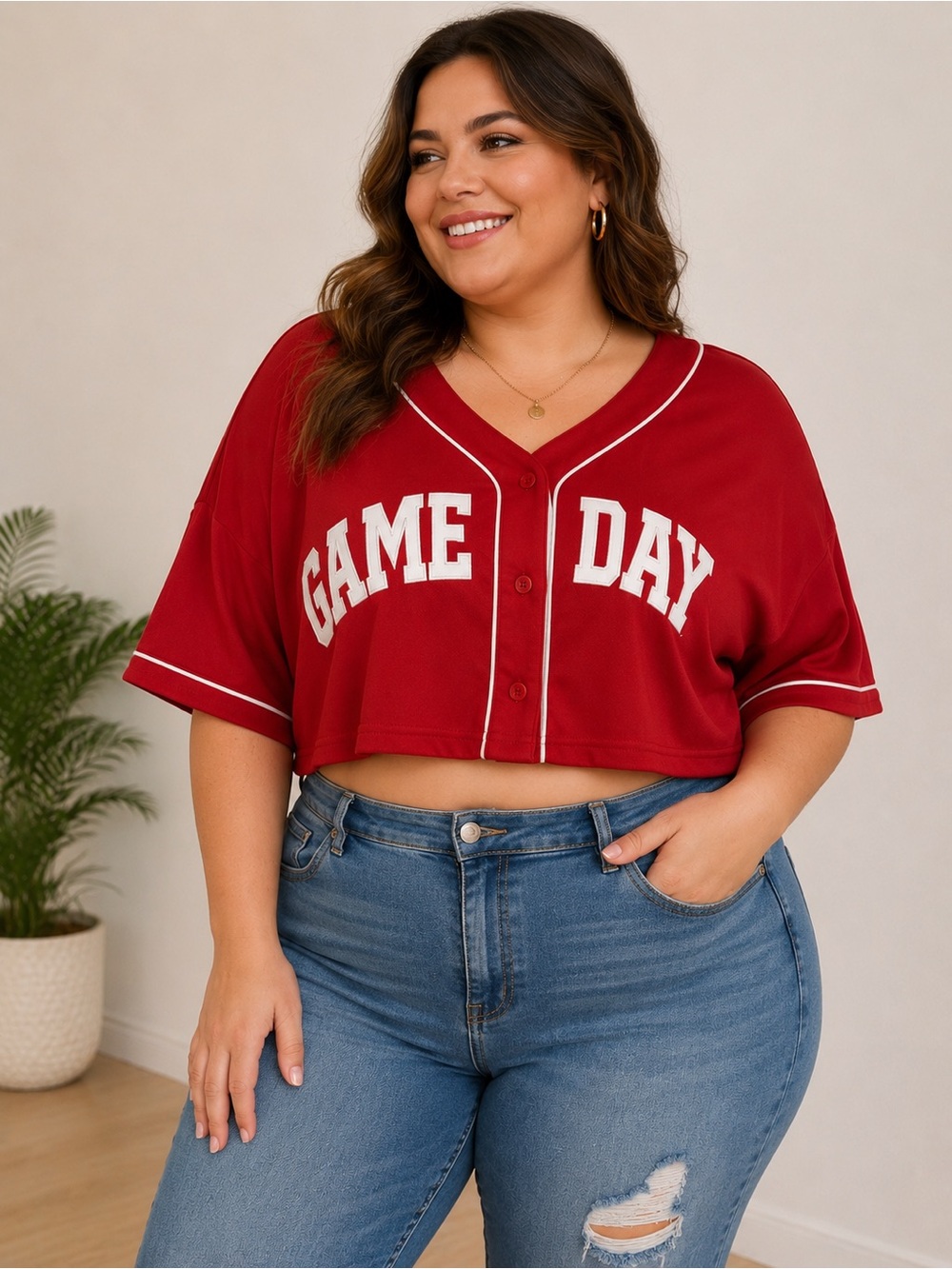 Wild Fable Game Day Baseball Jersey Crop Top Red 2X NWT Plus Size
